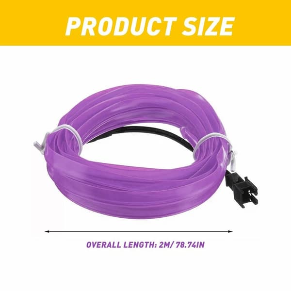 2-meter lilla LED bil interiør dekorativ ambient lys strip tilbehør purple