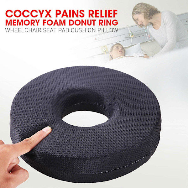 Coccyx Smertelindring Hukommelsesskum Donut Ring Sæde Pude til Hæmorider, Hoftebursitis og Generel Coccyx Smerte