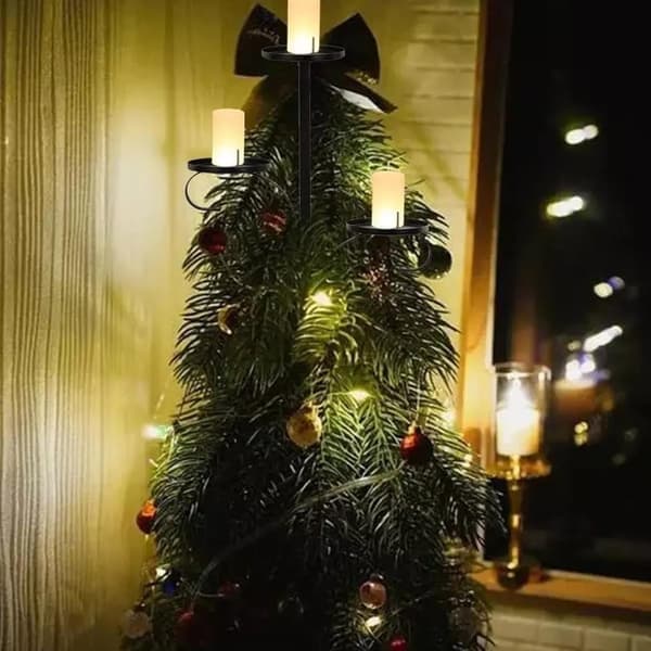Svart trippel topp tre julelysestake tredekorasjon for festlig høytidsdekorasjon 60cm