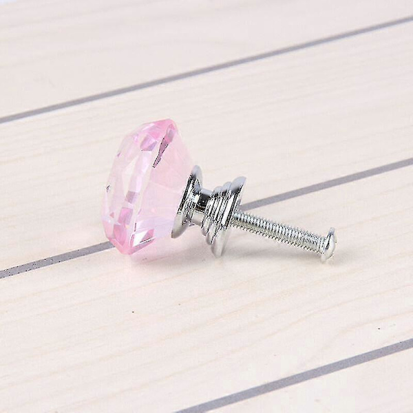 10 stk. 30 mm - Glaskabsknop i krystalform - Pink