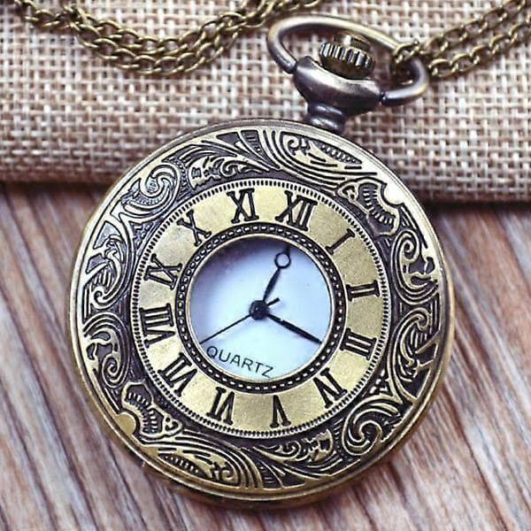 Steampunk vintage stil quartz lommeur med kæde 5