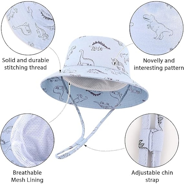 Baby Solhatt Småbarn Solskyddshatt för Baby Pojkar Flickor Barn Sommar Bucket Hatt UPF 50+ Vikbar Strandhatt Blue