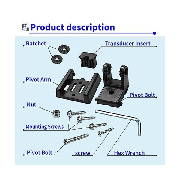 Til 7400931 XNT Transducer Mount, Transducer Mount til XHS Model Transducere, Hækmonteringssæt til XNT 9 20 Sort