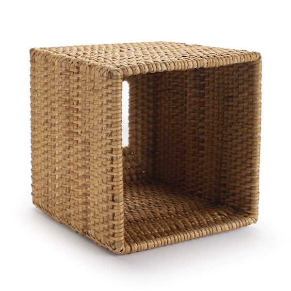Tissuebox i rotting, fyrkantig, handvävd, 14 x 14 x 14,5 cm, natur