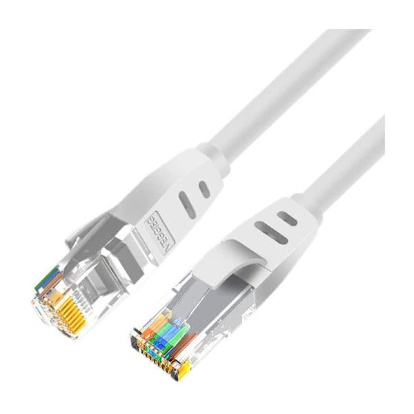 Ethernetkabel 6 Fladt Hoved 3 Meter 10 Gbps RJ45 Internetkabel til PC/Switch/TV-boks/Printer, Hvid