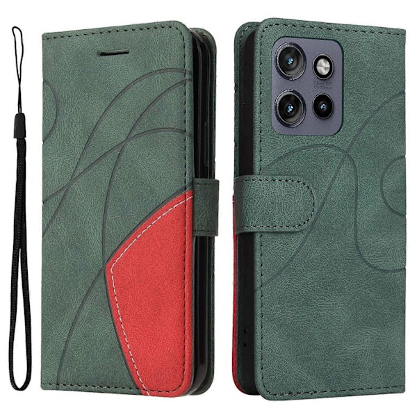 KT Leather Series-1 Motorola Edge 50 Neo 5G:lle - Nahkainen Puhelin Kotelo Väriyhdistelmällä, Lompakko, Telakka Multicolor Style C