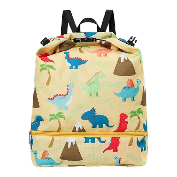 Svømmebag Våt og Tørr Separasjon Justerbar Vanntett Tegneserie Print Barne Ryggsekk Strandveske Utendørsutstyr Kaesi Yellow Large