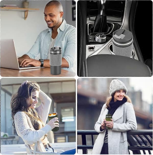 Isolerad kaffemugg (Grön), 450ml rostfri stål resemugg med lock, Cafe isolerad mugg för kaffe, te och öl