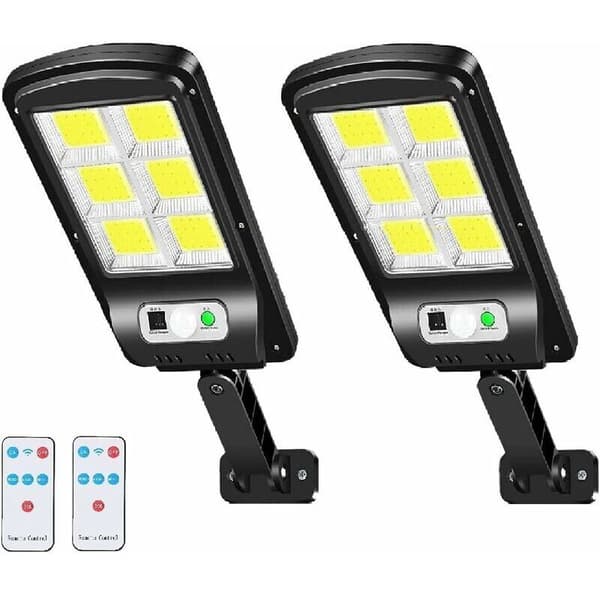 Utendørs solcellelampe, 6000LM LED gatelys solcelleflomlys bevegelsessensor 3 moduser IP67 vanntett for hage, garasje, gårdsplass, trapper