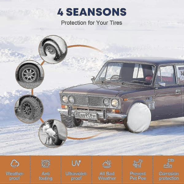 4-pack Vattentätt Däckskydd Reservdäck Hjul Husbil Släpvagn Husvagn Antikorrosions Däckskydd-mxbc Silver L