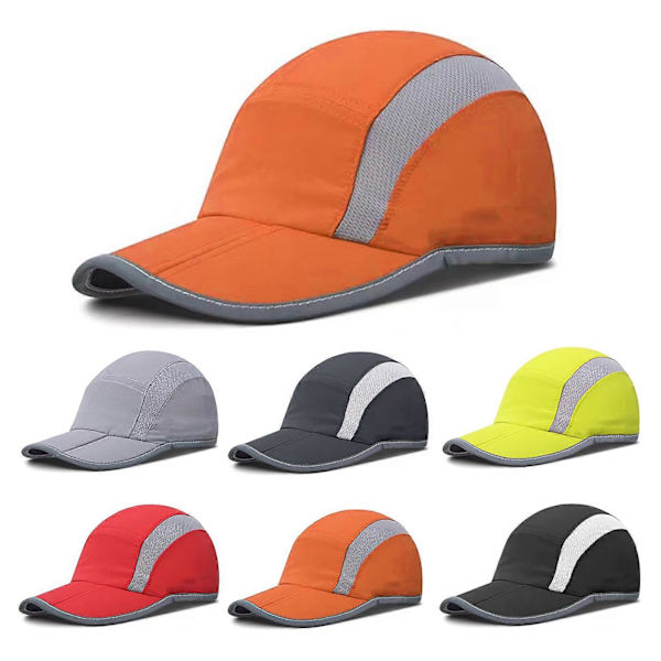 Lång Keps Unisex Solskydd Anti-UV Bra Andningsförmåga Ihålig Mesh Vikbar Reflexremsa Svettabsorberande Band Snabbtorkande Sportmössa Löpning Red