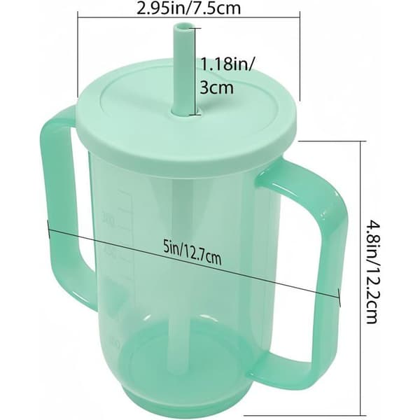 Lækagesikker kop 350ml - 1 enhed - PP plast - Justerbar flow - Til ældre og patienter -