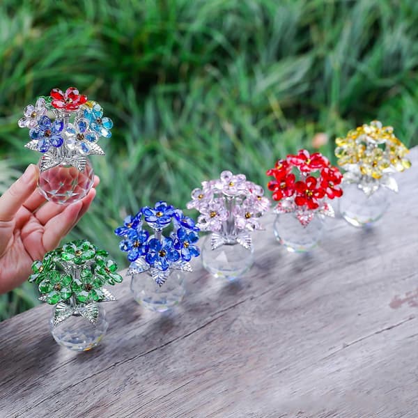 Elegant Forglemmigej Glas Blomsterpynt Ikke Blomsterskulptur Håndskåret Perfekt til Stue Skrivebordsdekoration Blå Blue