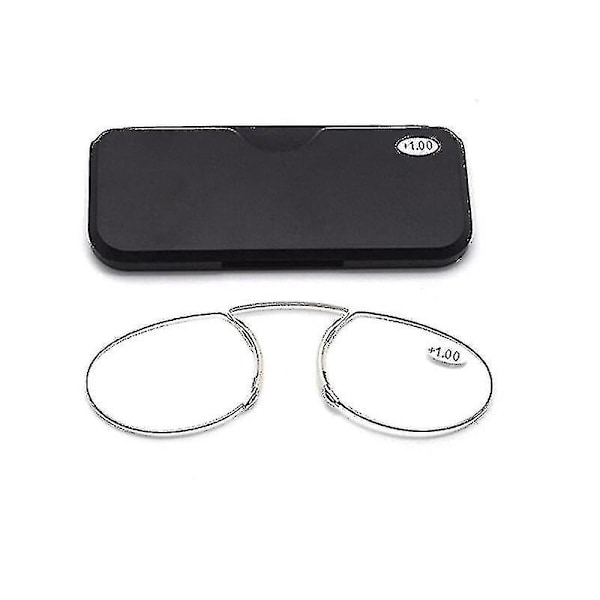 Nenälasit pince-nez -lukulasit klipsillä, vaahtomuovisuurennuslasi, miesten lasit, pyöreät Black -2