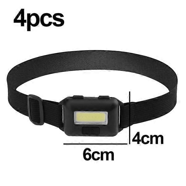 4-pakning LED hodelykt for voksne og barn Cob Flood Lig Black