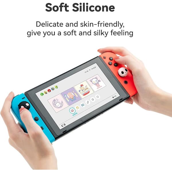 Söta silikon Joy Con tumgreppsskydd, joystickskydd kompatibelt med Nintendo Switch/OLED/Switch Lite, 4 st - Rosa Dödskalle