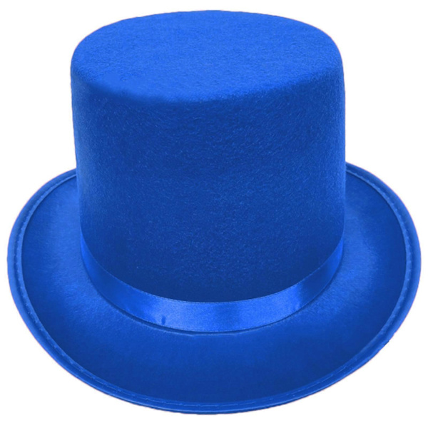 Rollspels Magikerhatt Platt Topphatt för Vuxen Rund Hatt Scenshow Huvudbonad Maskerader Hög Hatt Manlig Gentleman Hatt Blå L Blue L