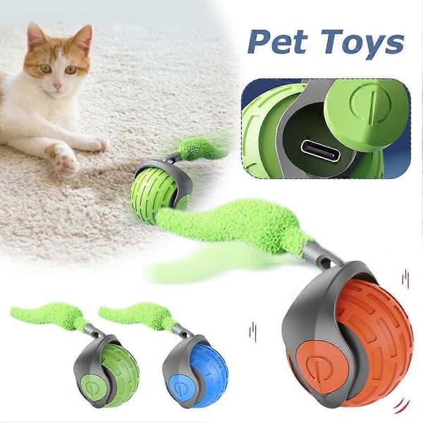 Interaktiv Elektrisk Rullende Bold Træningslegetøj til Kat Hund Kæledyr USB Genopladelig Blue