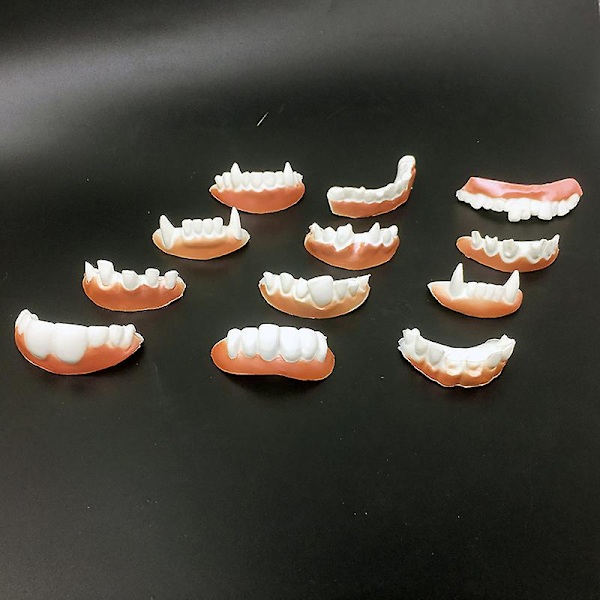 12 stk. Morsom Gebissmodell Cosplay Rekvisitter Gebiss Leker Parodi Tann For Fest