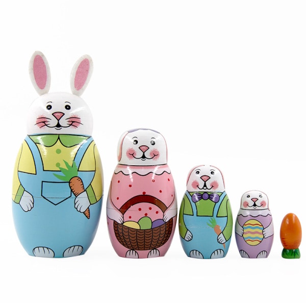 Pääsiäispupukoristeet, pinotut puiset käsintehdyt Matryoshka-nuket, pääsiäismunalelut, täydellinen lasten syntymäpäivälahjaksi tai kodin sisustukseen