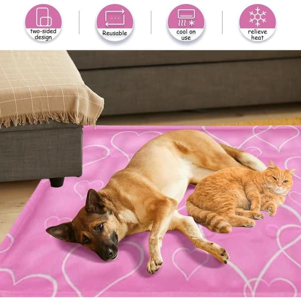Kølemåtte til hunde, 60x90cm lyserød kølemåtte til katte, kølemåtte til hunde og katte med giftfri gel