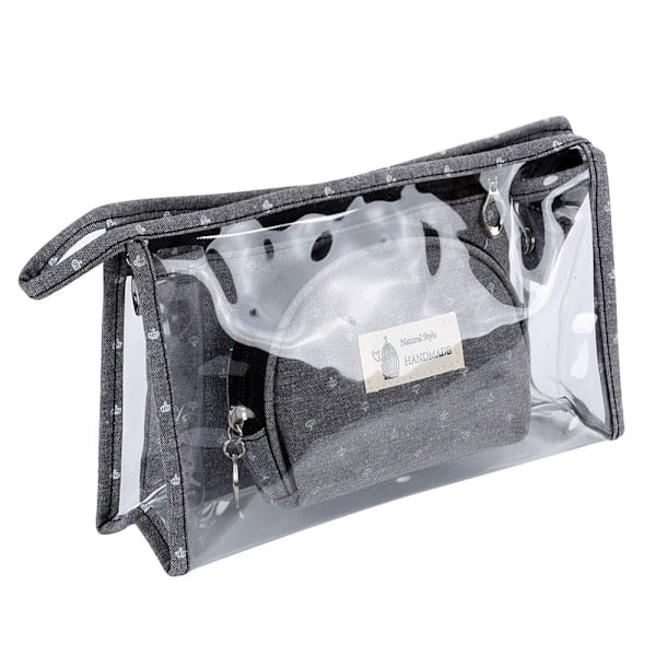 PVC Kosmetikpose Tryk Makeup Pouch GRÅ grå grey