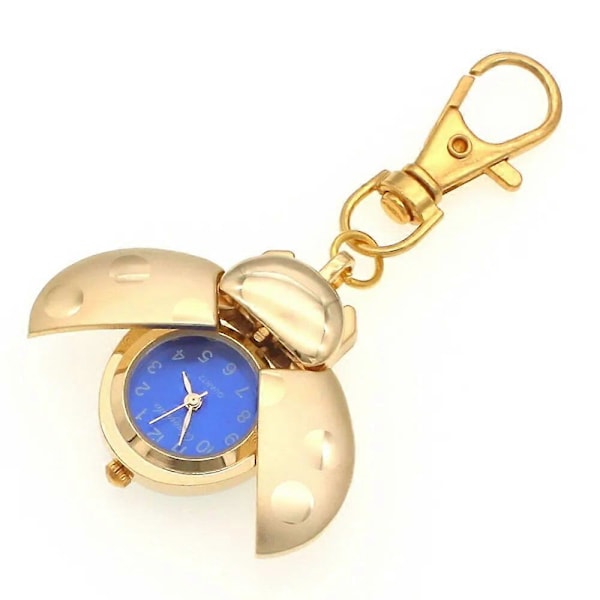 Uudet leppäkerttukellot Kuoriainen Kello naiset miehet lapset taskukello opiskelijat kvartsikello avaimenperät taskukello kaulakoru kellot kulta Blue with keyring