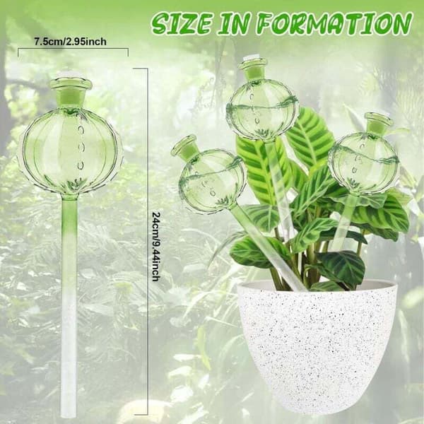 Sett med 3 vanningskuler i glass, vanningskuler for innendørsplanter, vanningskuler for planter