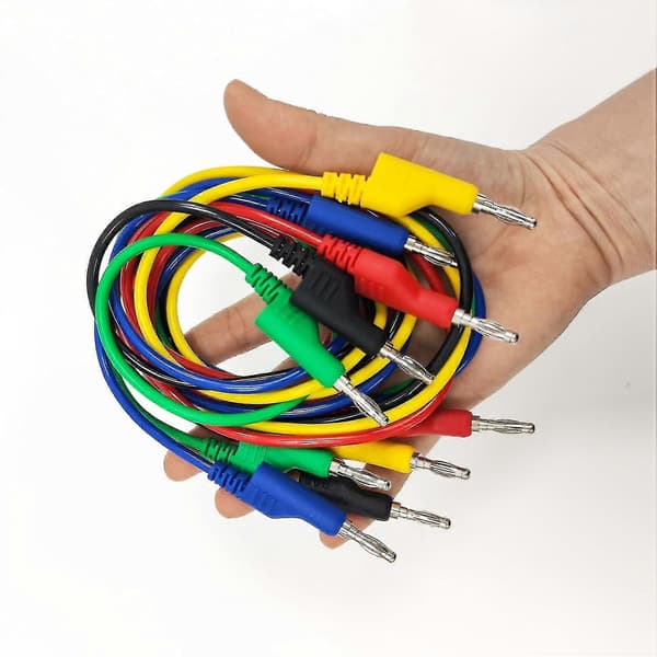 5 stk. dobbelt 4 mm bananstik multimeter testledninger, stabelbare kobberstik, bløde kabler 1 m ledning til laboratorie elektrisk test -Yx