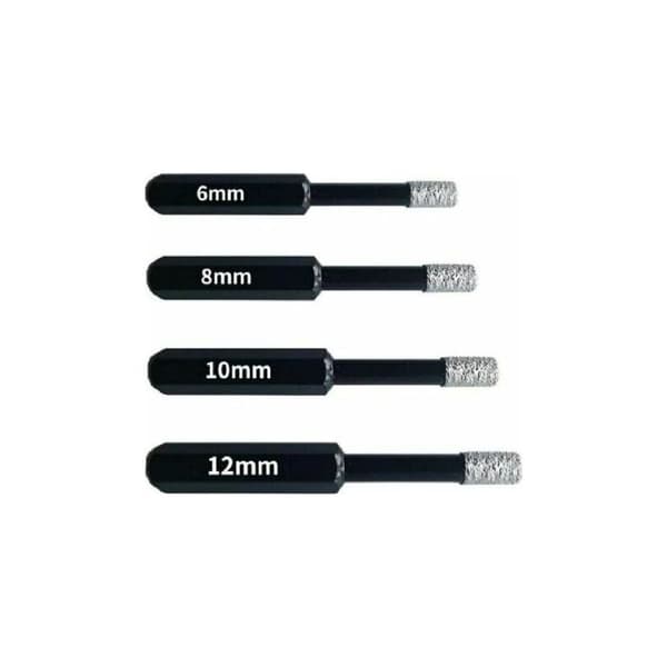 Professionelle diamantborebits til fliser, keramik, glas og sten - Sæt med 4 diamantborebits (6 mm, 8 mm, 10 mm