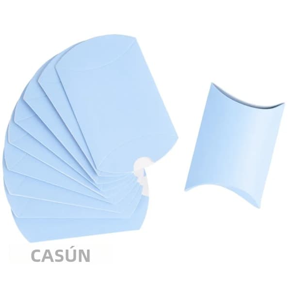 Kuddformad förpackning i kraftpapper, bröllopspresentförpackning, festlig kakpåse, miljövänlig kraftpapperskampanj, 50 stycken Baby Blue