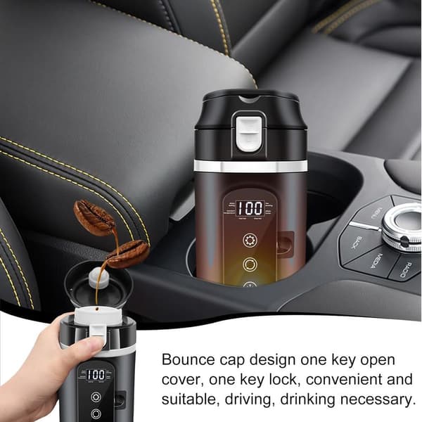 24V/12V 500ml Elektrisk Bilkedel med Justerbar Temperatur og LCD-display - Til Bil, Lastbil, Rejser og Camping