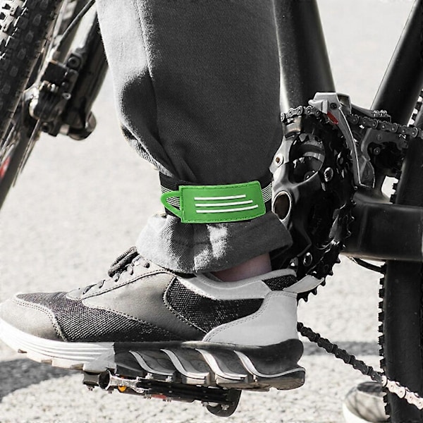 4 st. Cykel Ankelbensremmar Elastiska Ankelridning Puttee Cykling Säkerhetsbindning Green