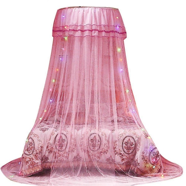 Rund Baldakin Prinsesse Stil Myggenet Seng Gardiner Net (Pink)