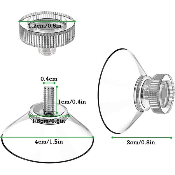 Sugkoppssats med 25 sugkoppar Ø 40 mm M4 - Transparenta sugknappar med räfflad mutter