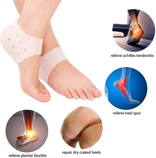 Osynlig Pad Sock Häl Silikon Gel Hälskydd för Hälsmärta 2st