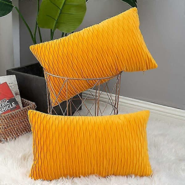 2 st Sammet kuddfodral 30*50cm lämplig för vardagsrum soffa sovrum dekoration mörkgul