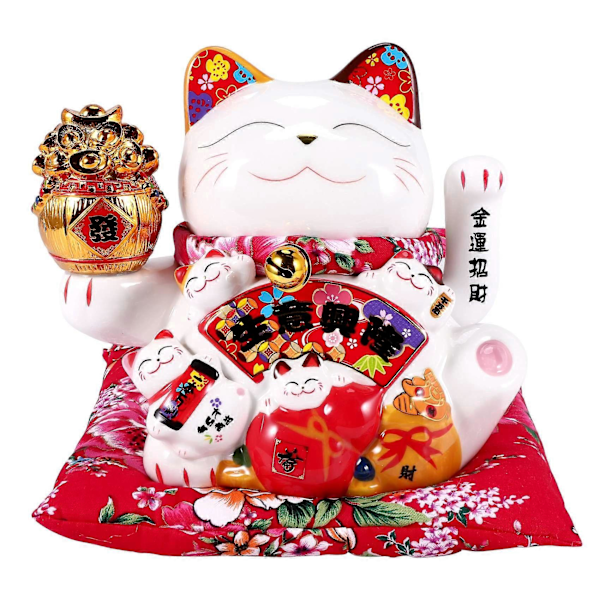 18 cm Keraaminen Onnenkissa Maneki Neko Koriste Feng Shui Sisustus Heiluva Onnenkissa, B