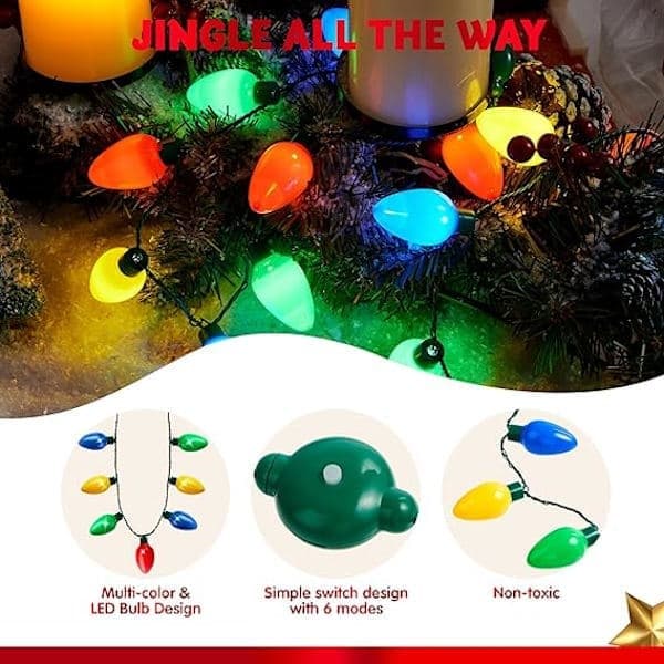 Jule-LED-lyslenke Halskjede Juleferietilbehør Festgaver 9 LED-lys