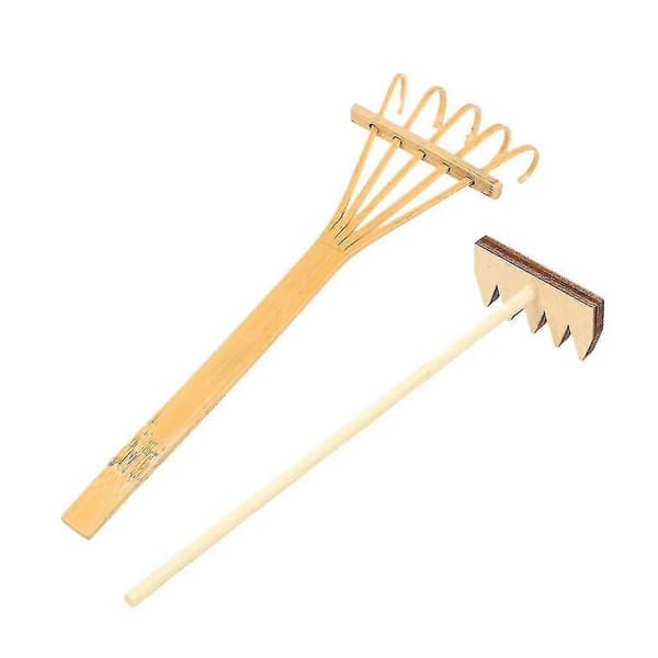 Sæt med 2 naturlige bambusriver til Zen-have sand DIY dekorations ornament tilbehør