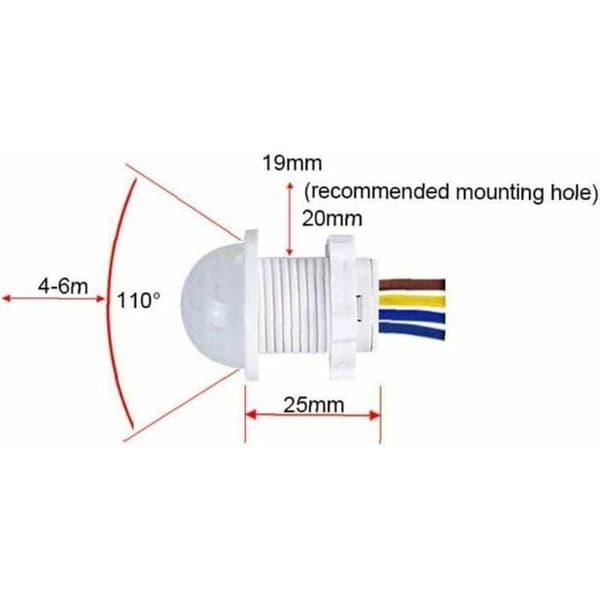 Infrarød bevægelsessensor LED Downlight PIR 100V-240V lyskontakt - til automatisk belysning i gange