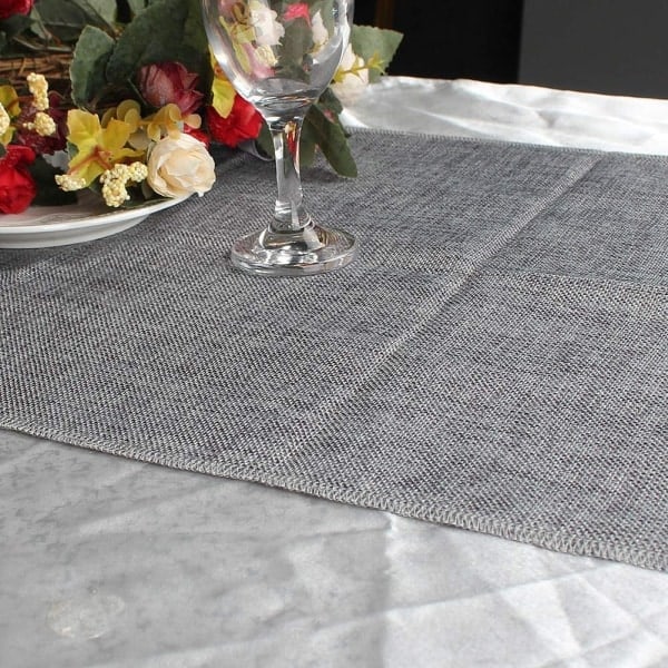 Grå imitation linne bordsduk Burlap bordsduk för heminredning