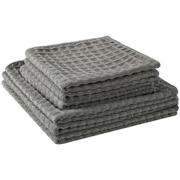 8 Ultra Premium Mikrofiber Kökshanddukar - Hand/Disk - Våffelvävd (Grå, 30x30 cm)