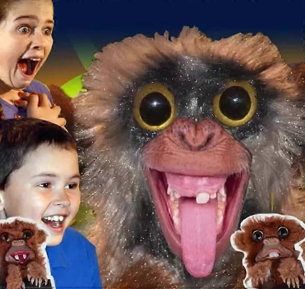 Busapa Monkey Leksak, Överrasknings Busapa Monkey Leksak, Pet Pranksters, Pop Up Monkey Bus Projecting Teeth