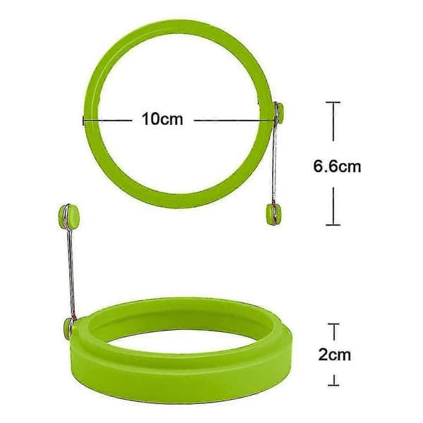 6 stk. silikon eggring, eggringer non-stick, egg koke ringer, stekt eggform eller pannekaker ringer nonstick form ring rund -Yx Green