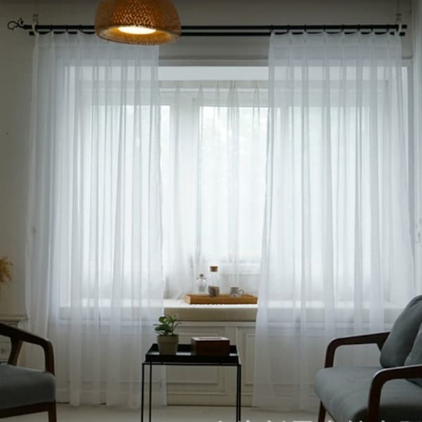 Skira Voile Gardiner Fönster Tyll Draperi VIT - spotrea vit white
