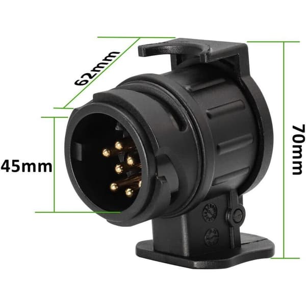 13-pin til 7-pin tilhengeradapter. Vanntett nylonhus. Rustbestandig. Kompatibel med campingvogner og lastebiler.