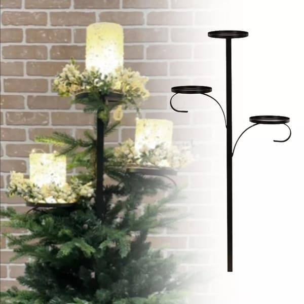 Svart trippel topp tre julelysestake tredekorasjon for festlig høytidsdekorasjon 90cm