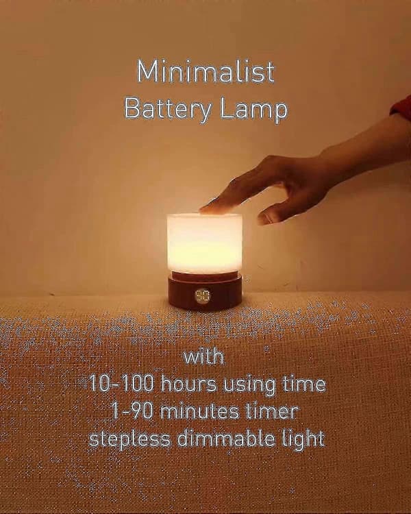Timer Natlampe, Sengelampe, Amning, Dæmpbar, Batteridrevet, Varmt Lys