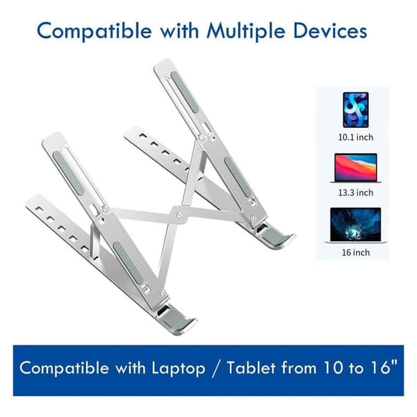 Bærbar computerstander, justerbare niveauer, aluminium bærbar computerstander, velegnet til 10-15,6 tommer bærbare computere